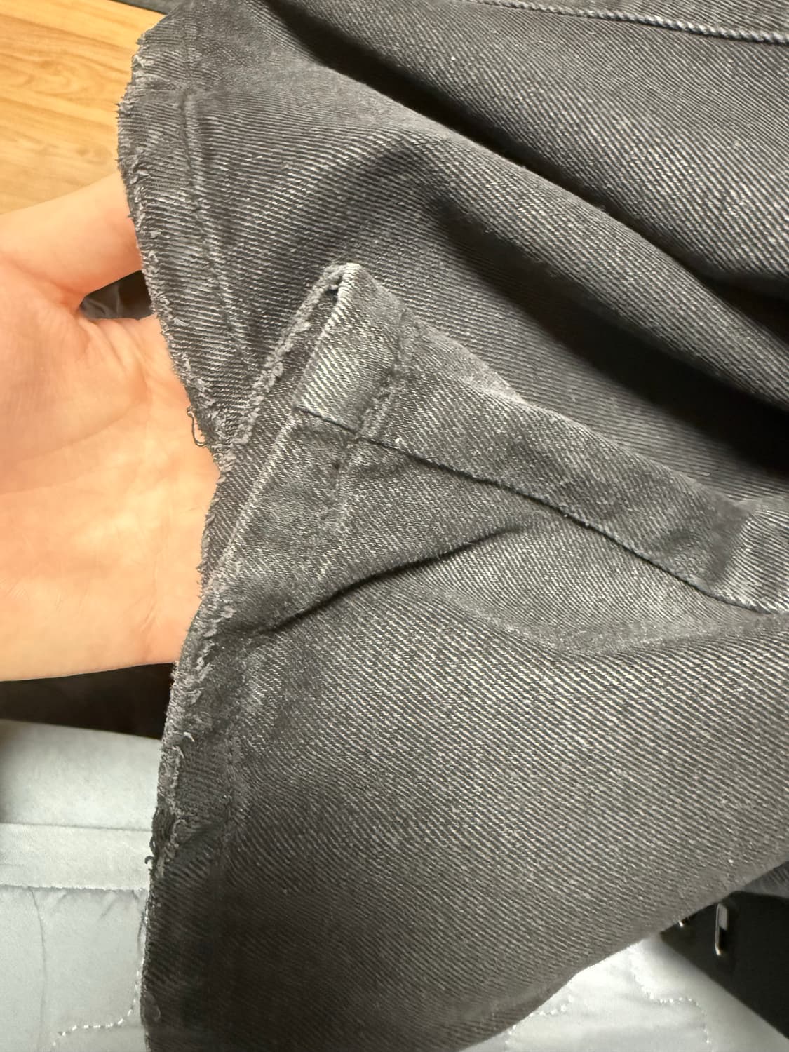 [L] 나이스고스트클럽 빅 와이드 코팅 진 블랙 상품이미지5