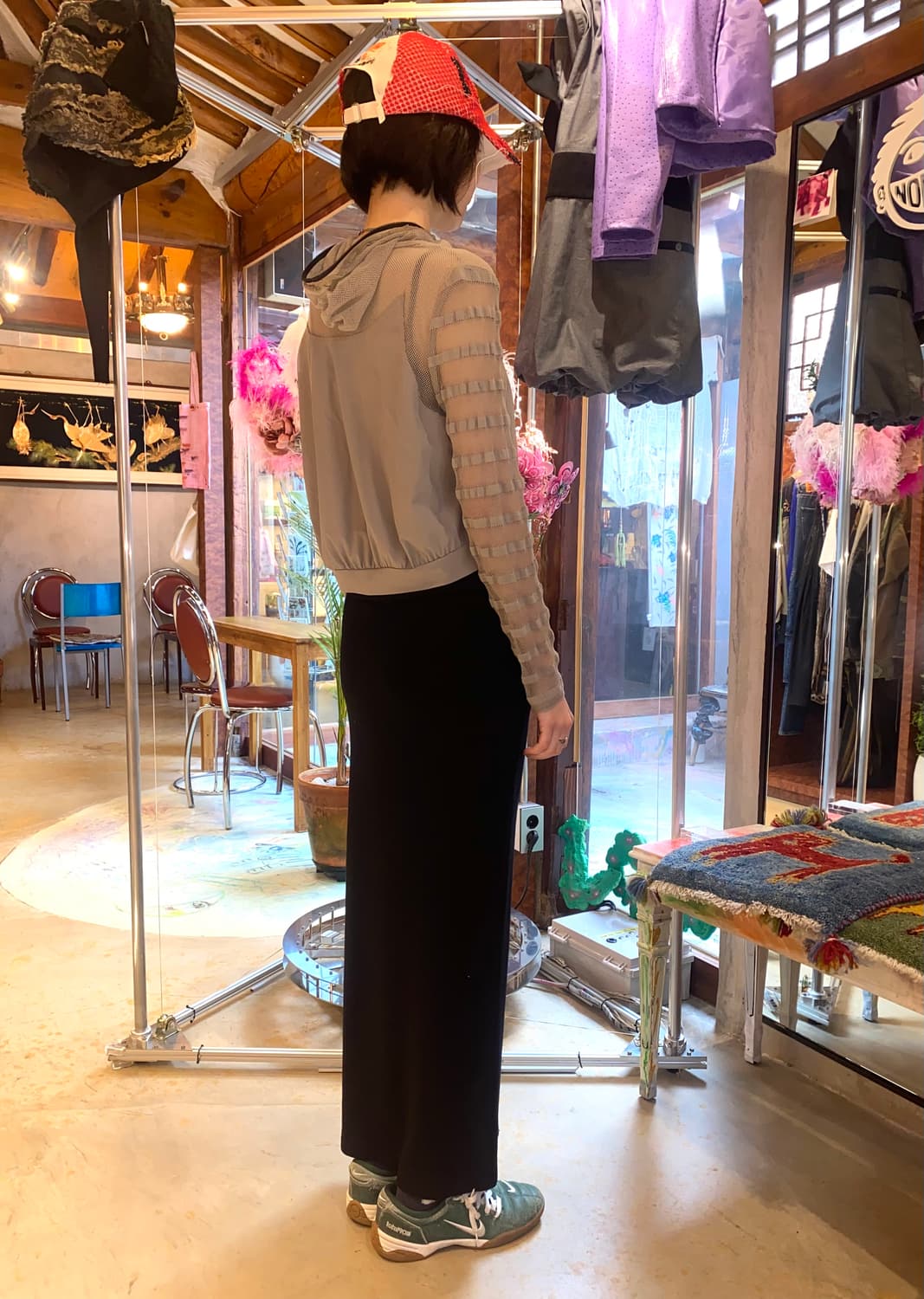 빈티지 Sun Light 테크웨어 사이버 펑크 메쉬 집업 상품이미지7