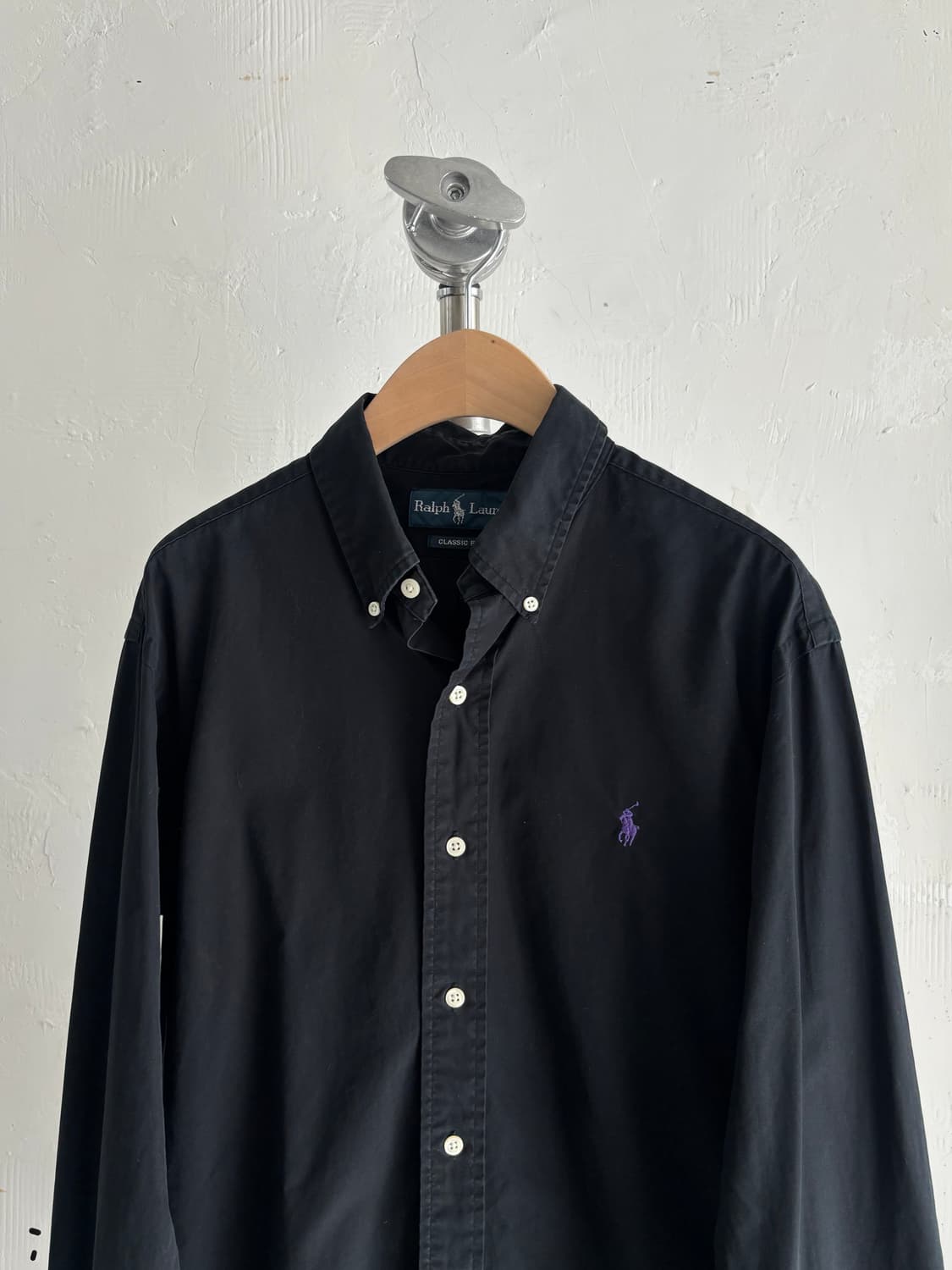 Polo 폴로 랄프로렌 퍼플포니 블랙 컬러 솔리드 셔츠 상품이미지3