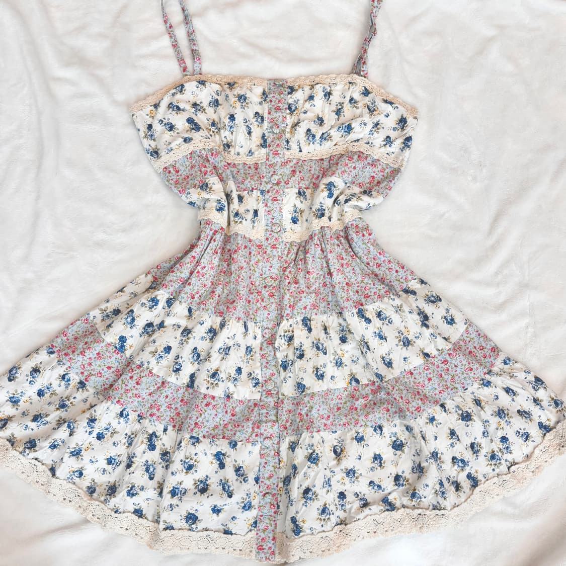 리즈리사 잔꽃 플라워 레이스 캉캉 모리걸 패치워크 원피스 상품이미지1