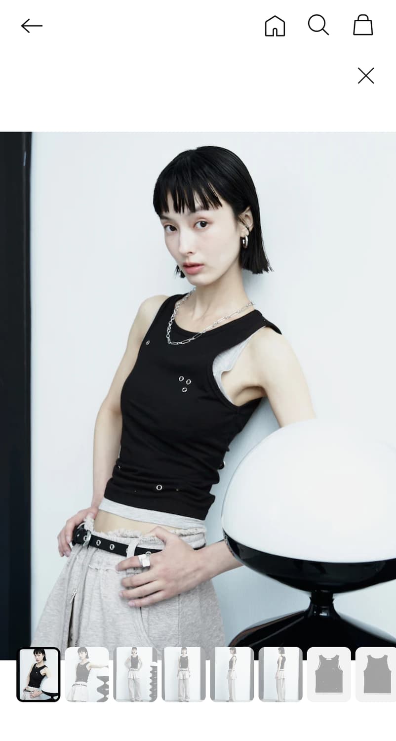 새상품 에잇세컨즈 아일렛 포인트 슬리브리스 블랙 상품이미지1