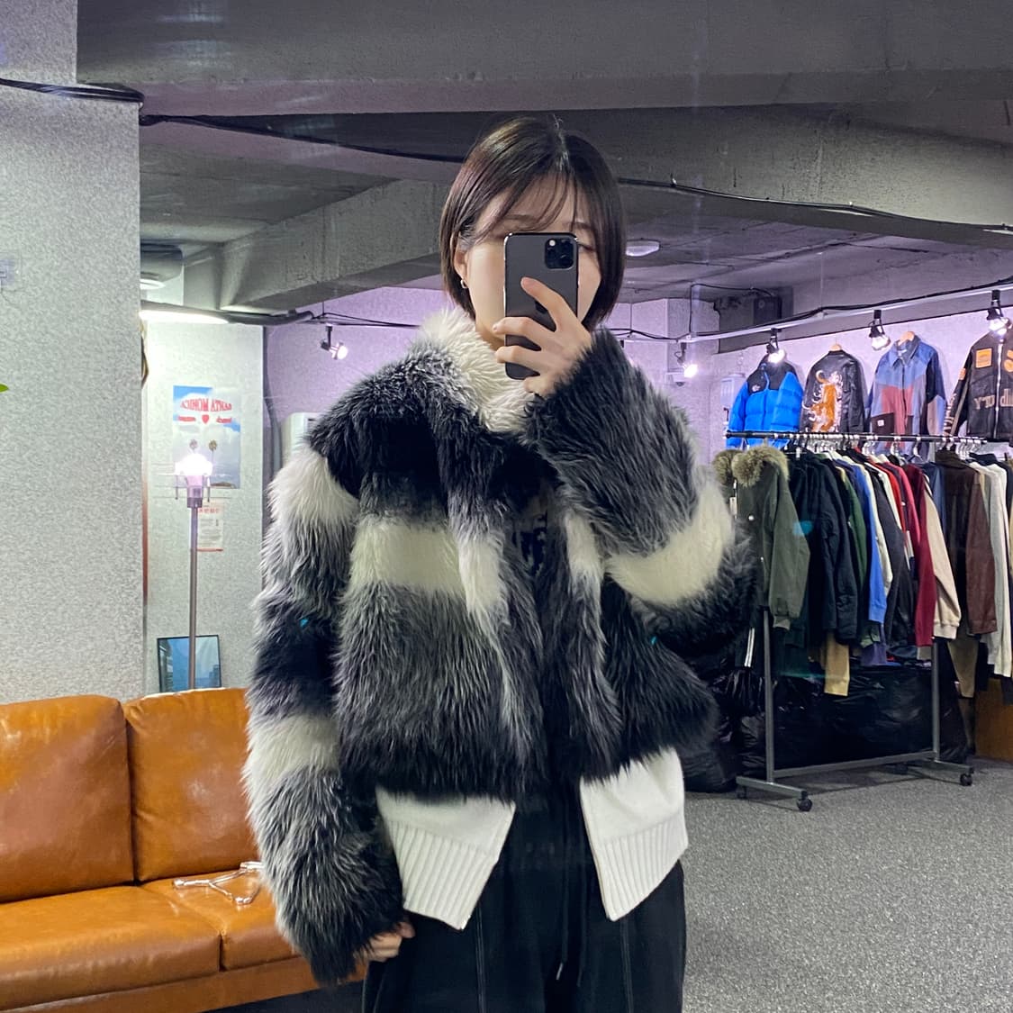 빈티지 그라데이션 퍼 자켓 B3954 상품이미지1