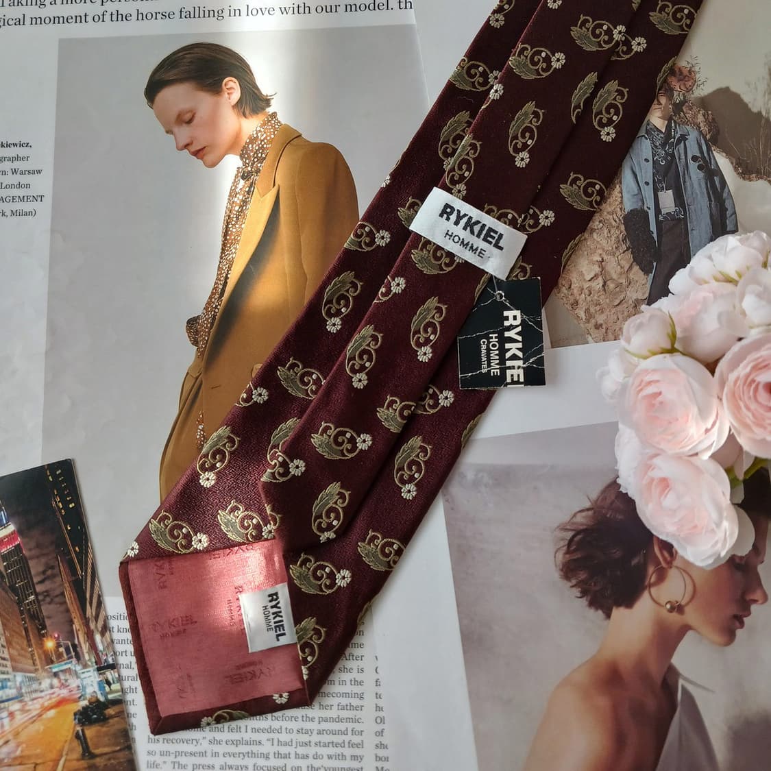 소니아 리키엘 실크 브라운 넥타이 10cm 새제품 A19018
 상품이미지5