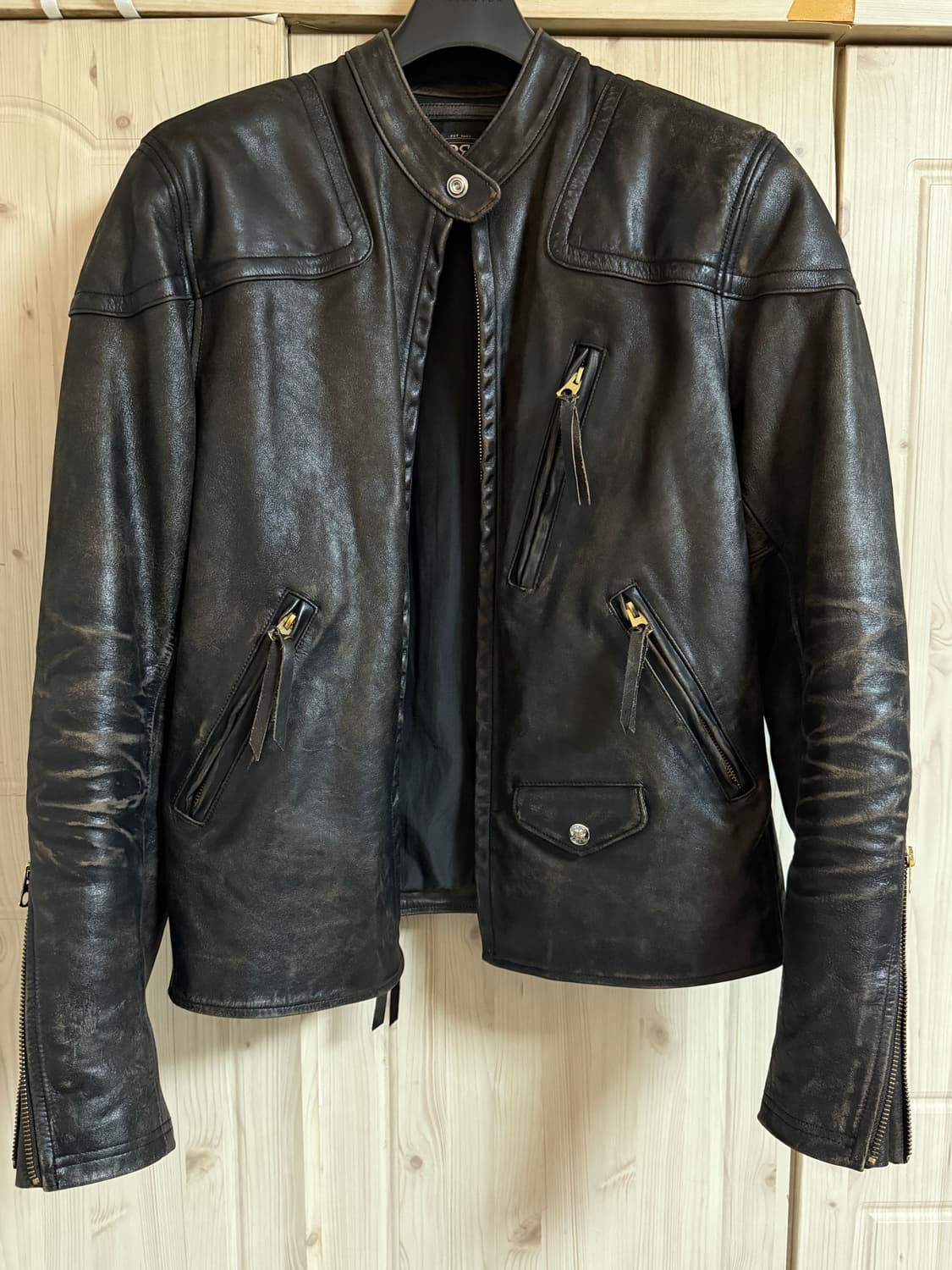 Rrl 슬림핏 모토 레더 자켓 s 상품이미지1