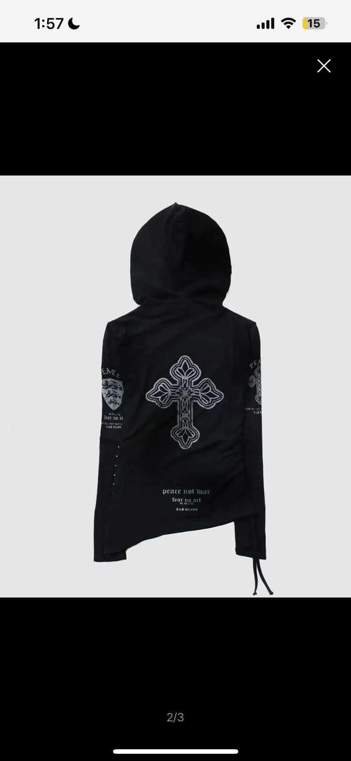 배드블러드 PEACE NOT WAR 슬림 컷아웃 후드 상품이미지2