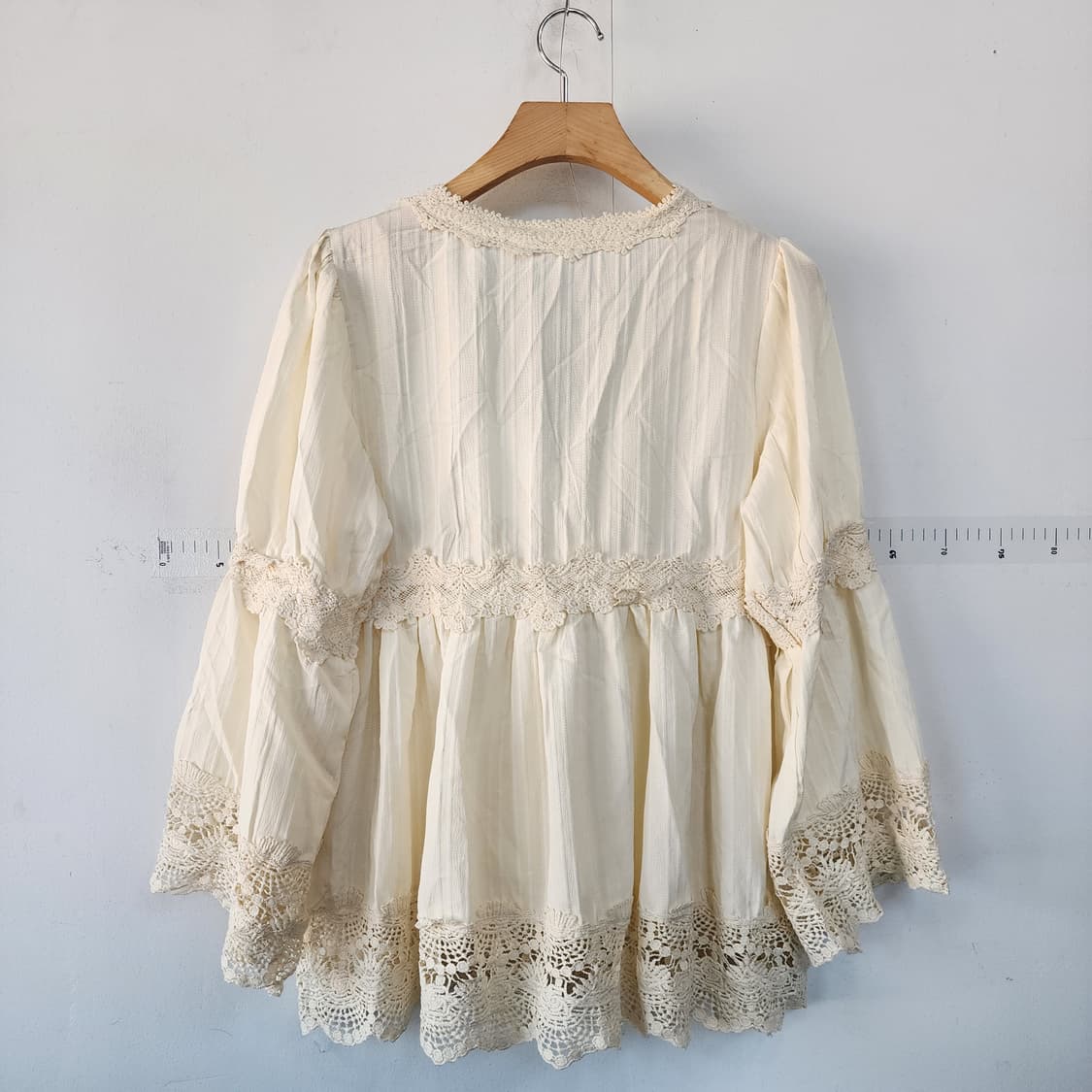 레이스 배색 블라우스 아이보리 상품이미지4