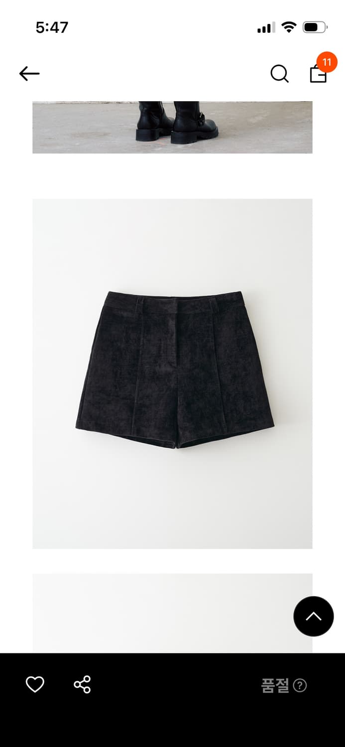 *해외출국으로 판매중단예정* 니브 벨루어 핀턱 하프팬츠 블랙 상품이미지5