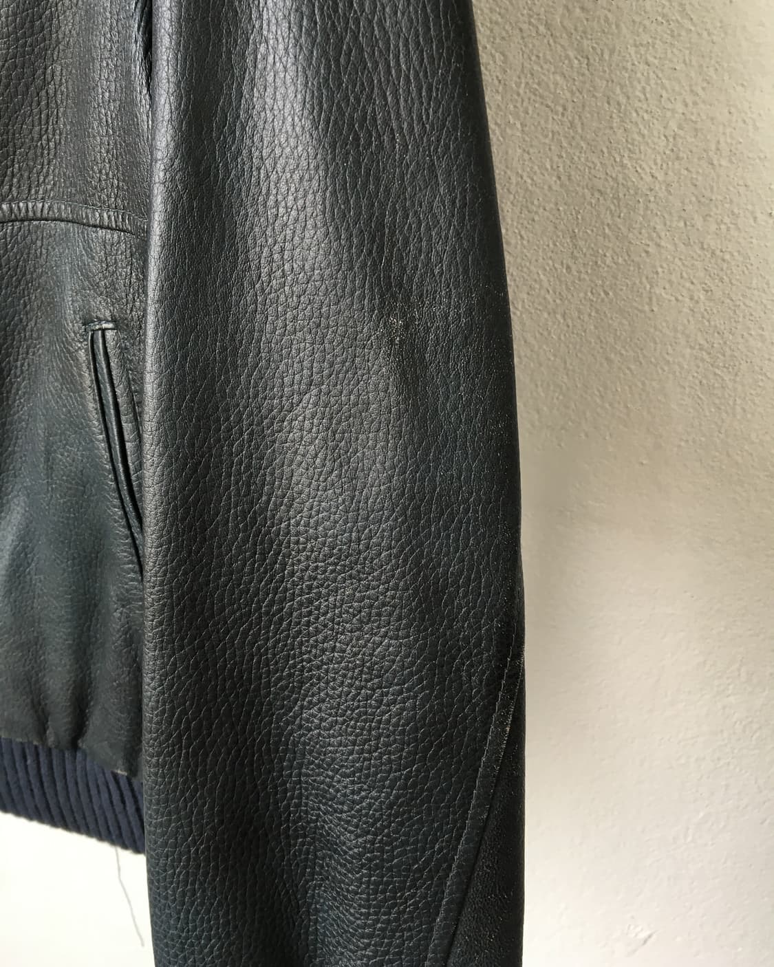 Washing blue lamb leather bomber jacket 상품이미지8