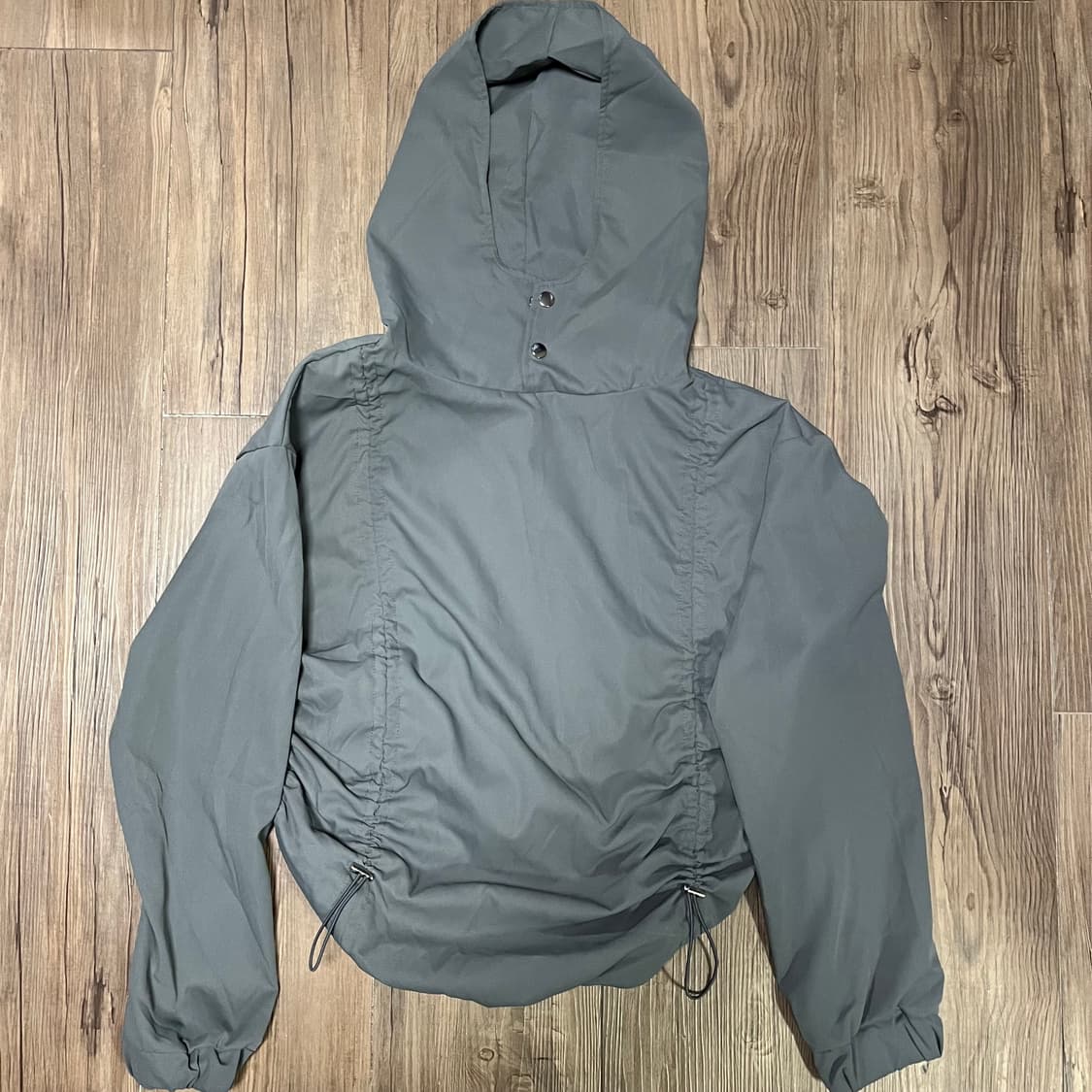 밑단 스트링 그레이 후드바막 상품이미지2