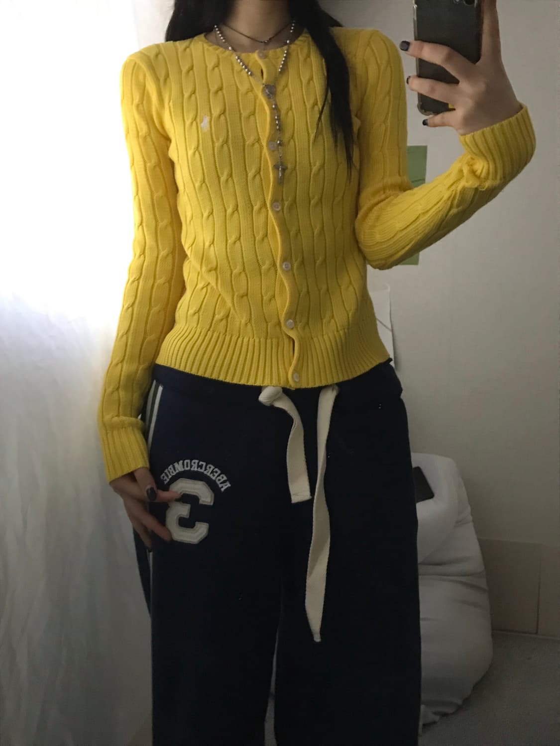 폴로 옐로우 케이블 가디건 상품이미지1