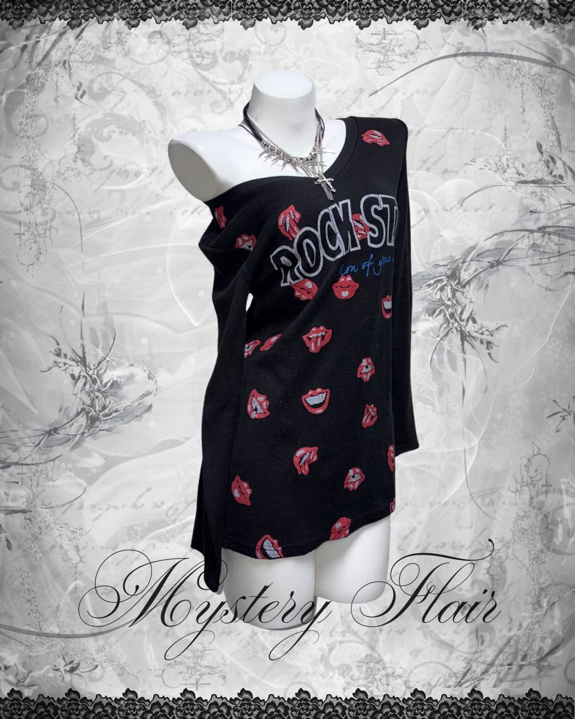 00s 세실맥비 cecil mcbee 입술 프린팅 롱슬리브 원피스 상품이미지2