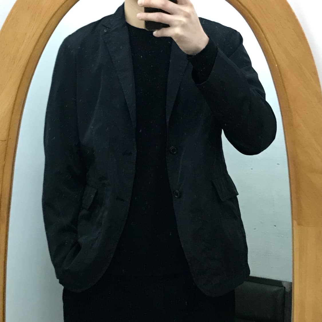 일본 빈티지 블랙 투버튼 폴리 블레이저 남성 102 105 여성 오버핏 상품이미지5