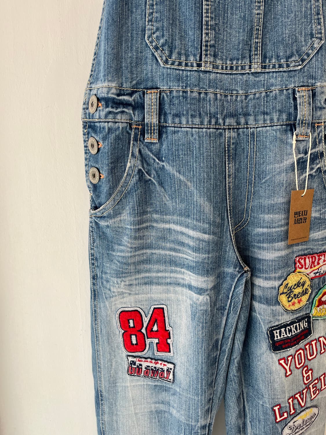 블런틀리(Bluntly) 풀 패치워크 빈티지 데님 오버롤 상품이미지4