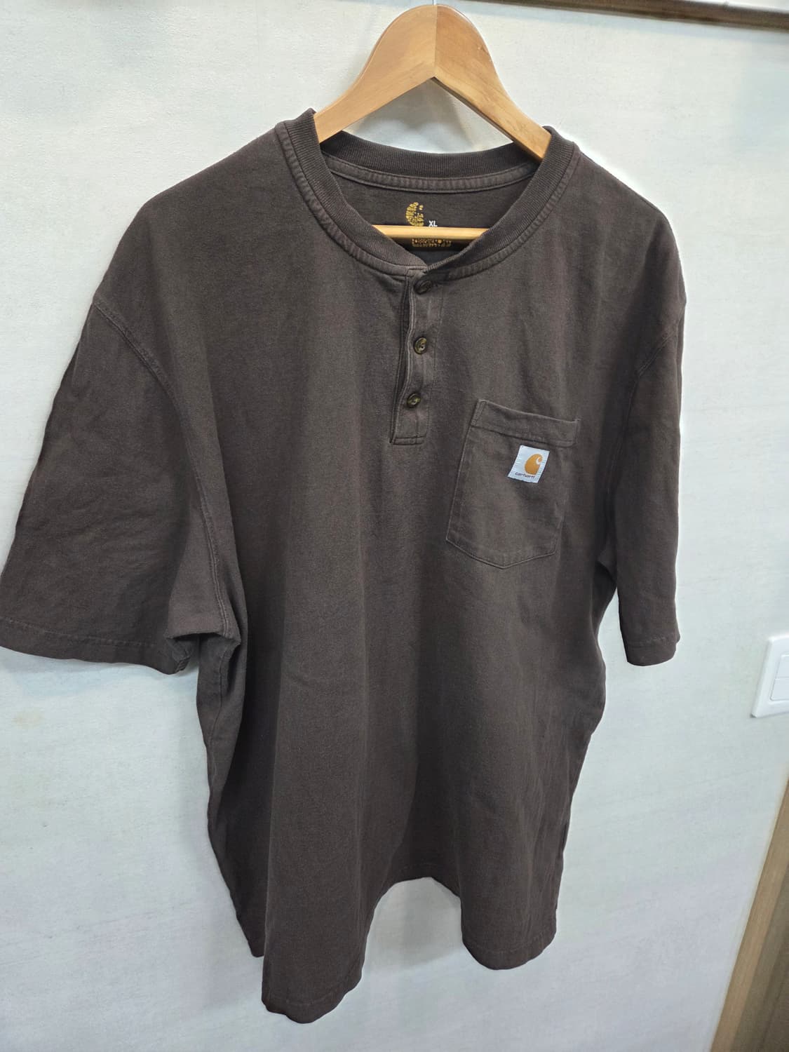 칼하트 빈티지 헨리넥 포켓 반팔 브라운 xl 레귤러 xxl 상품이미지5