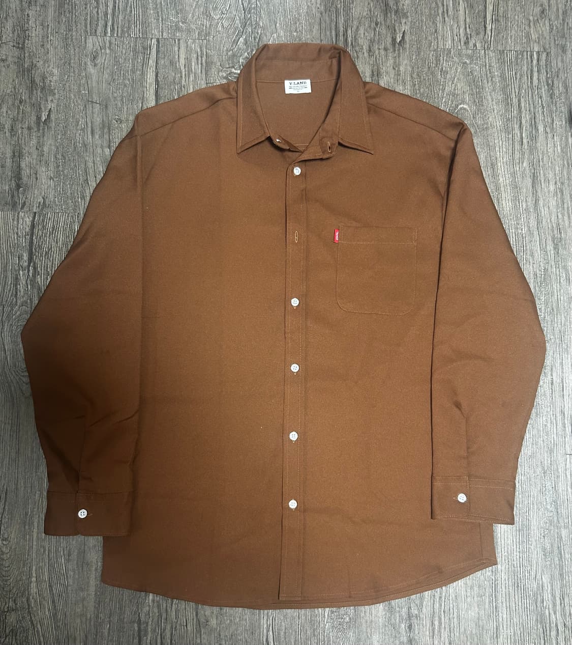 오버핏 브라운 포켓 셔츠 (L~XL) 상품이미지1