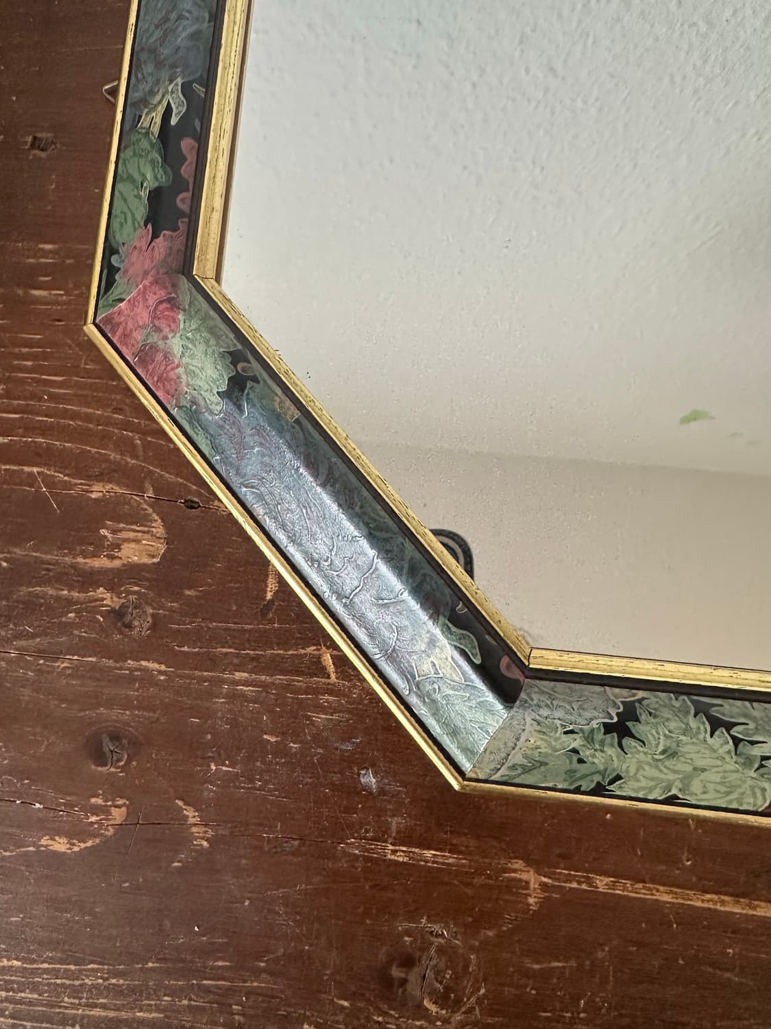 독일)빈티지 우드 꽃패턴 벽거울 상품이미지2