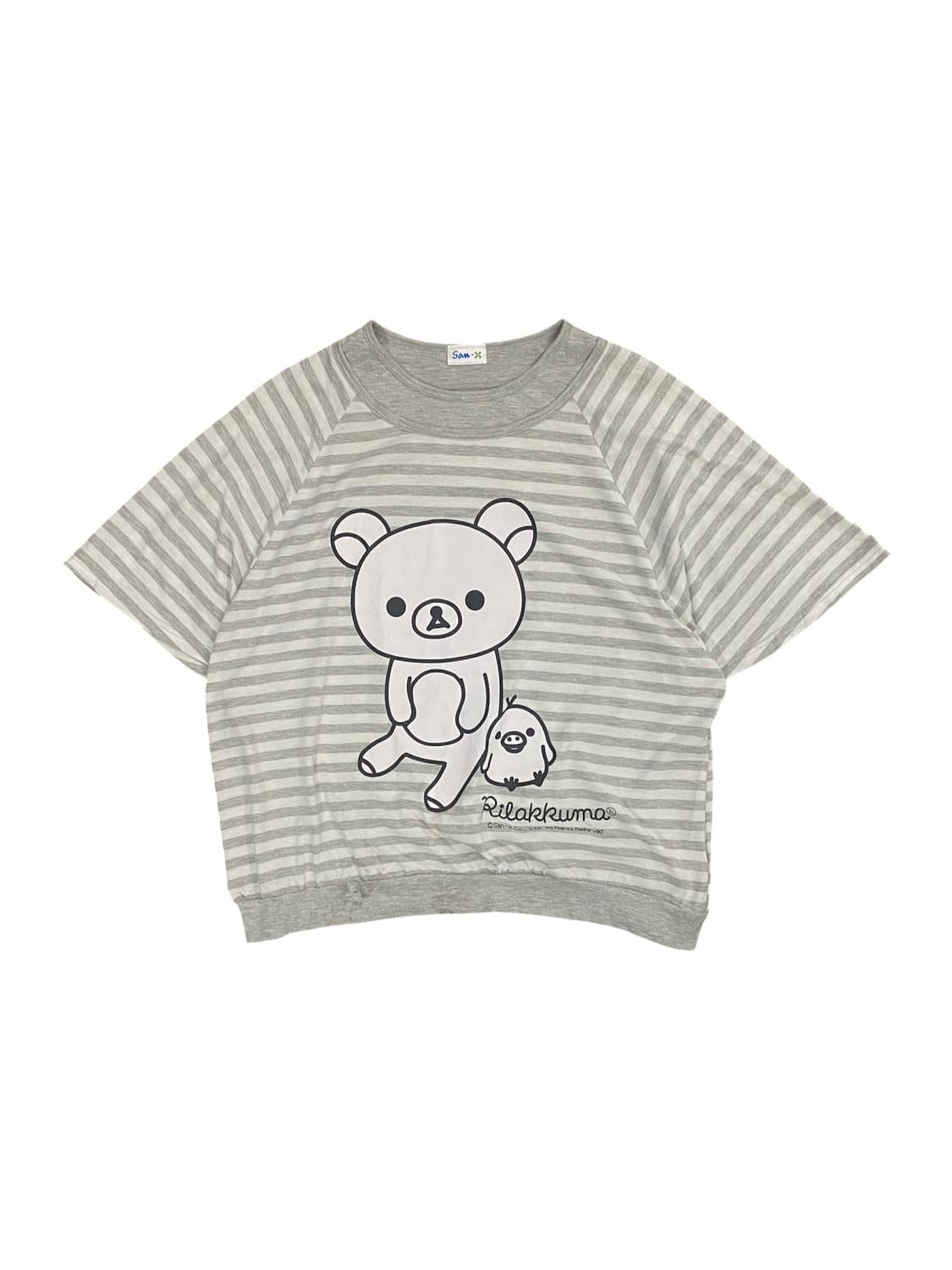Japanese vtg 리락쿠마 스트라이프 레이어드 반팔 티셔츠 상품이미지1