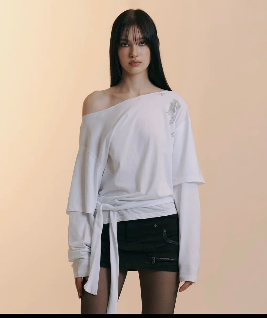 플리즈노팔로우 Noice Tie Long Sleeve Top (White 상품이미지1