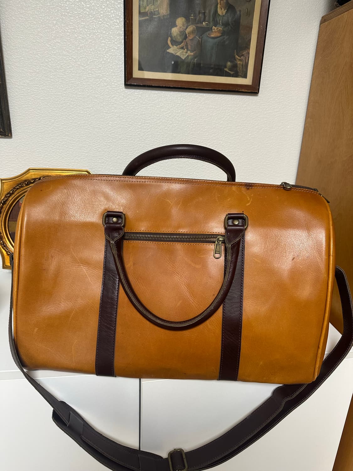 클래식 브라운 가죽 보스턴백, 여행가방 팝니다 상품이미지1