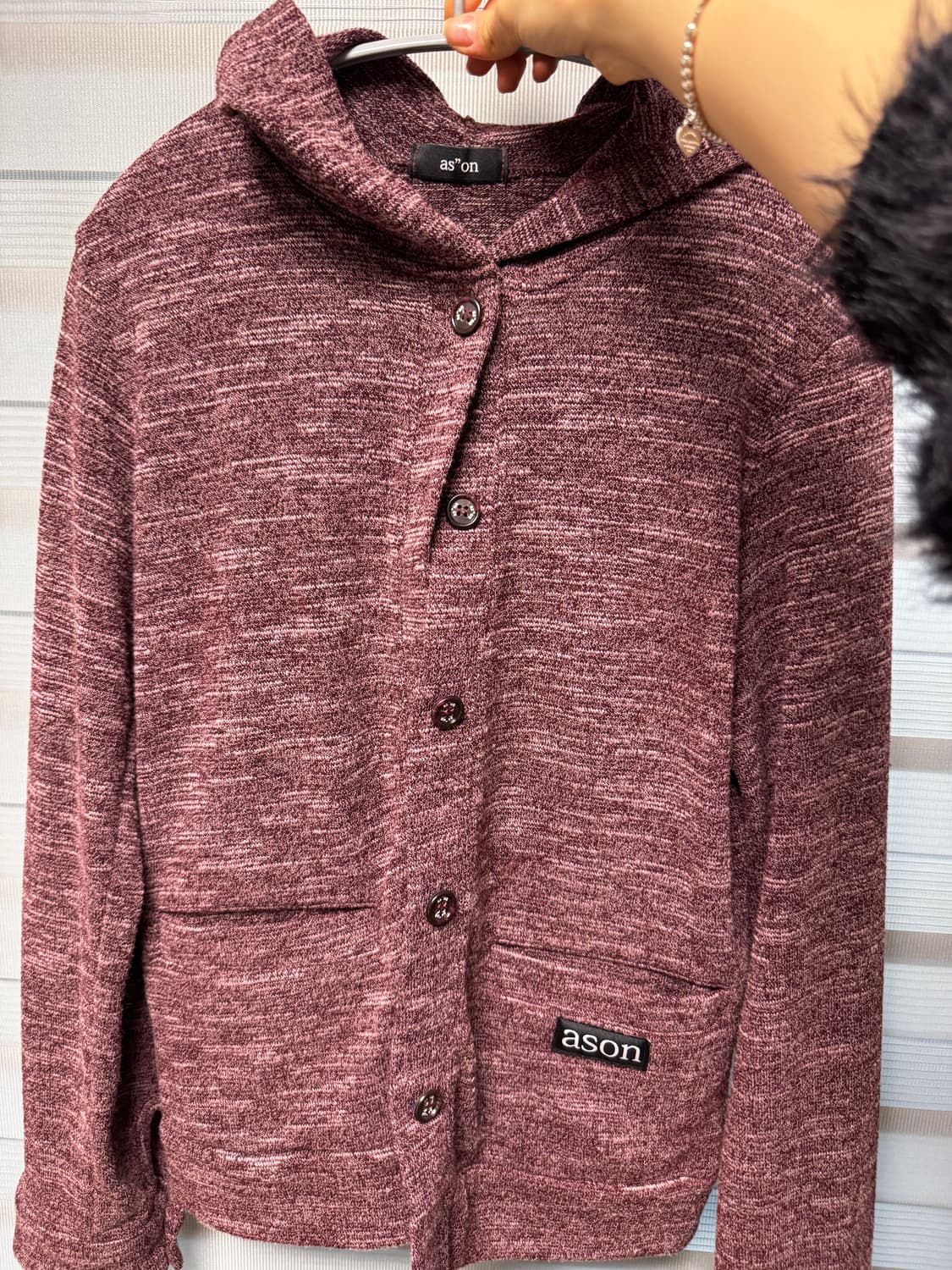 as on 애즈온 선데이 후드 가디건 와인 상품이미지1