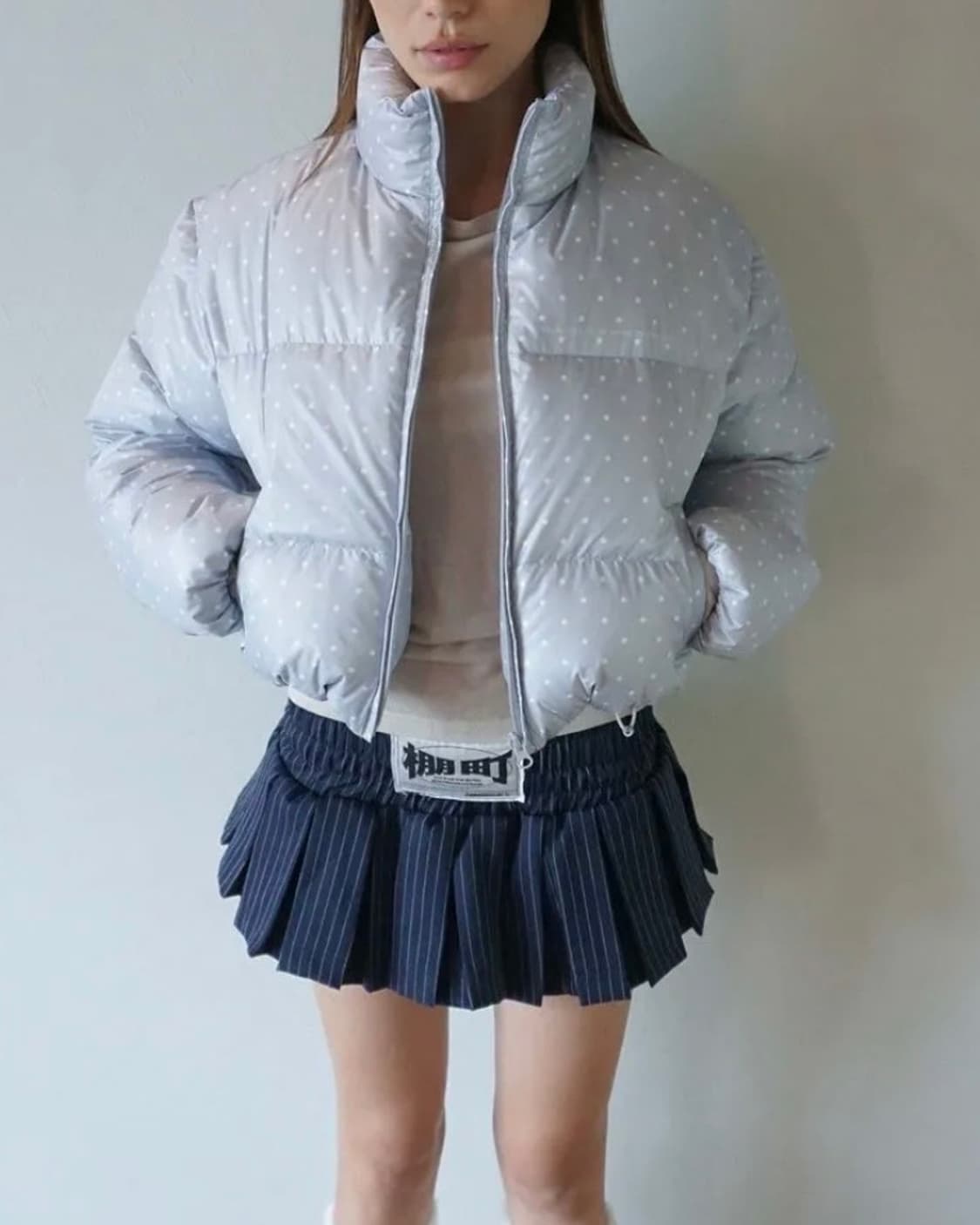 스컬프터 Polka Cropped Puffer 폴카도트 패딩 베이비블루 상품이미지4