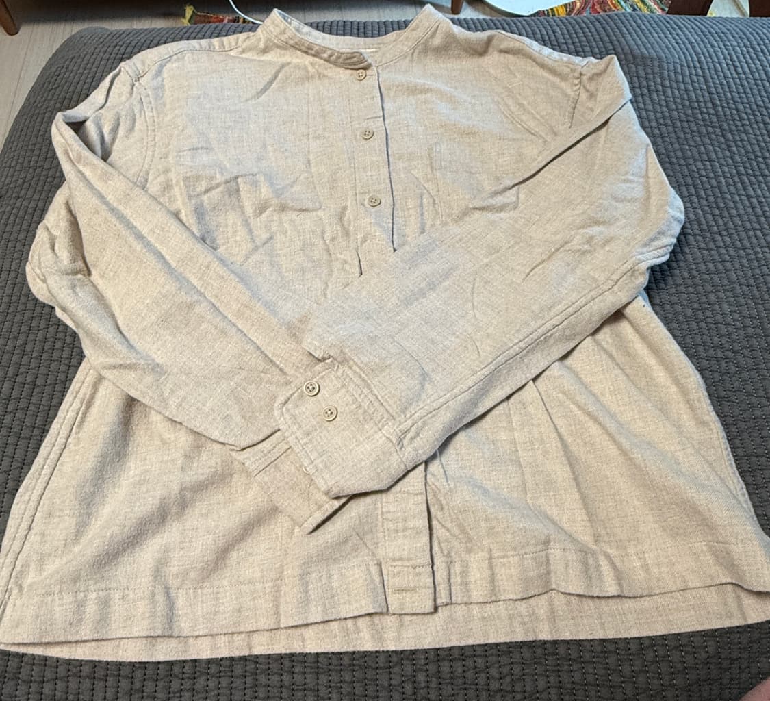 무인양품 오가닉코튼 헨리넥 베이지셔츠 M 상품이미지3
