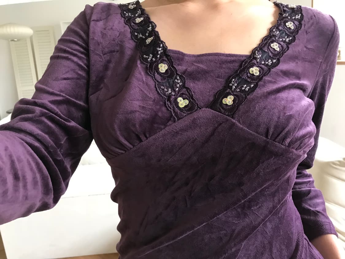 vintage purple velvet top 상품이미지2