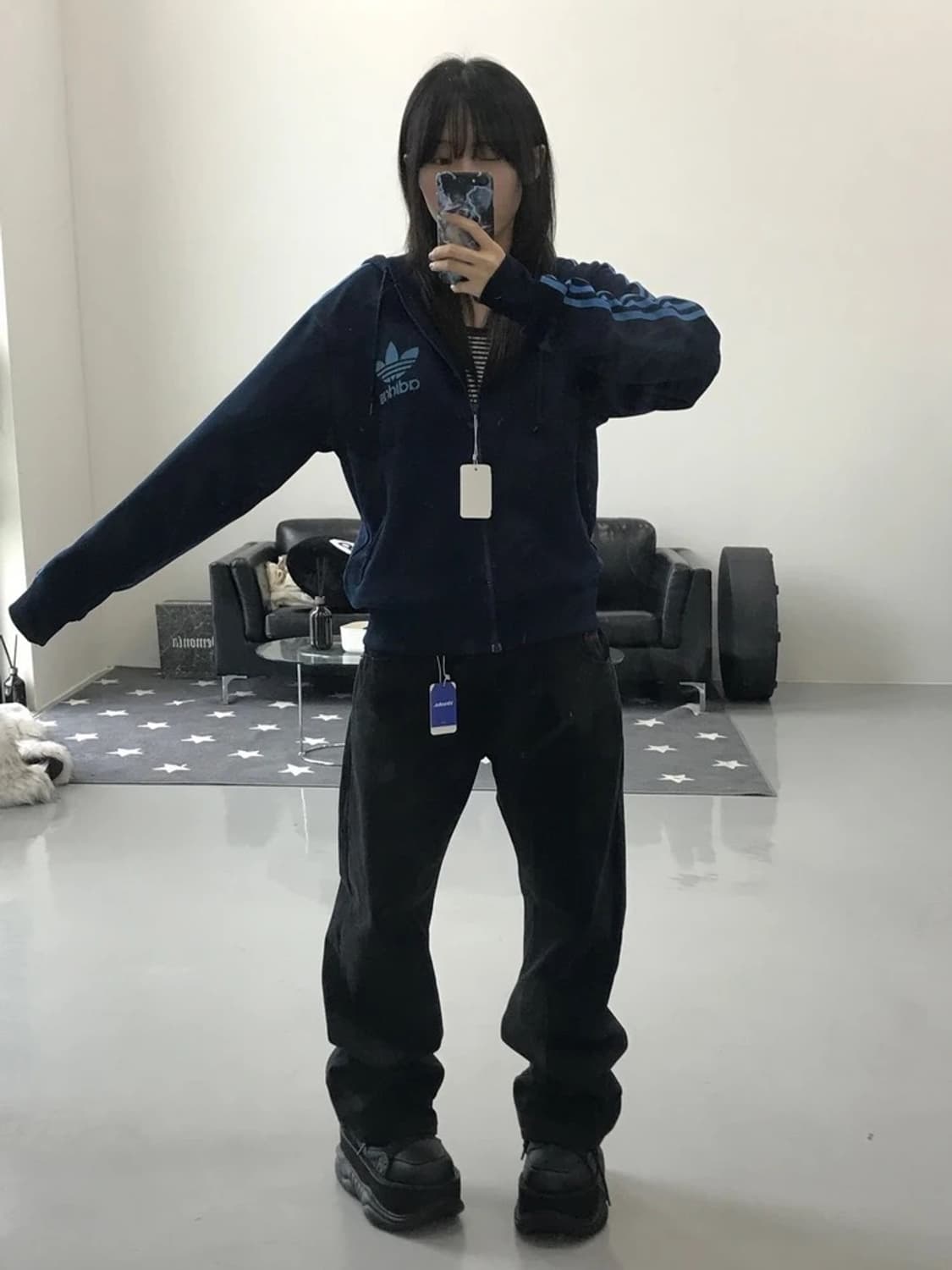 아디다스 블루 후드집업 상품이미지3