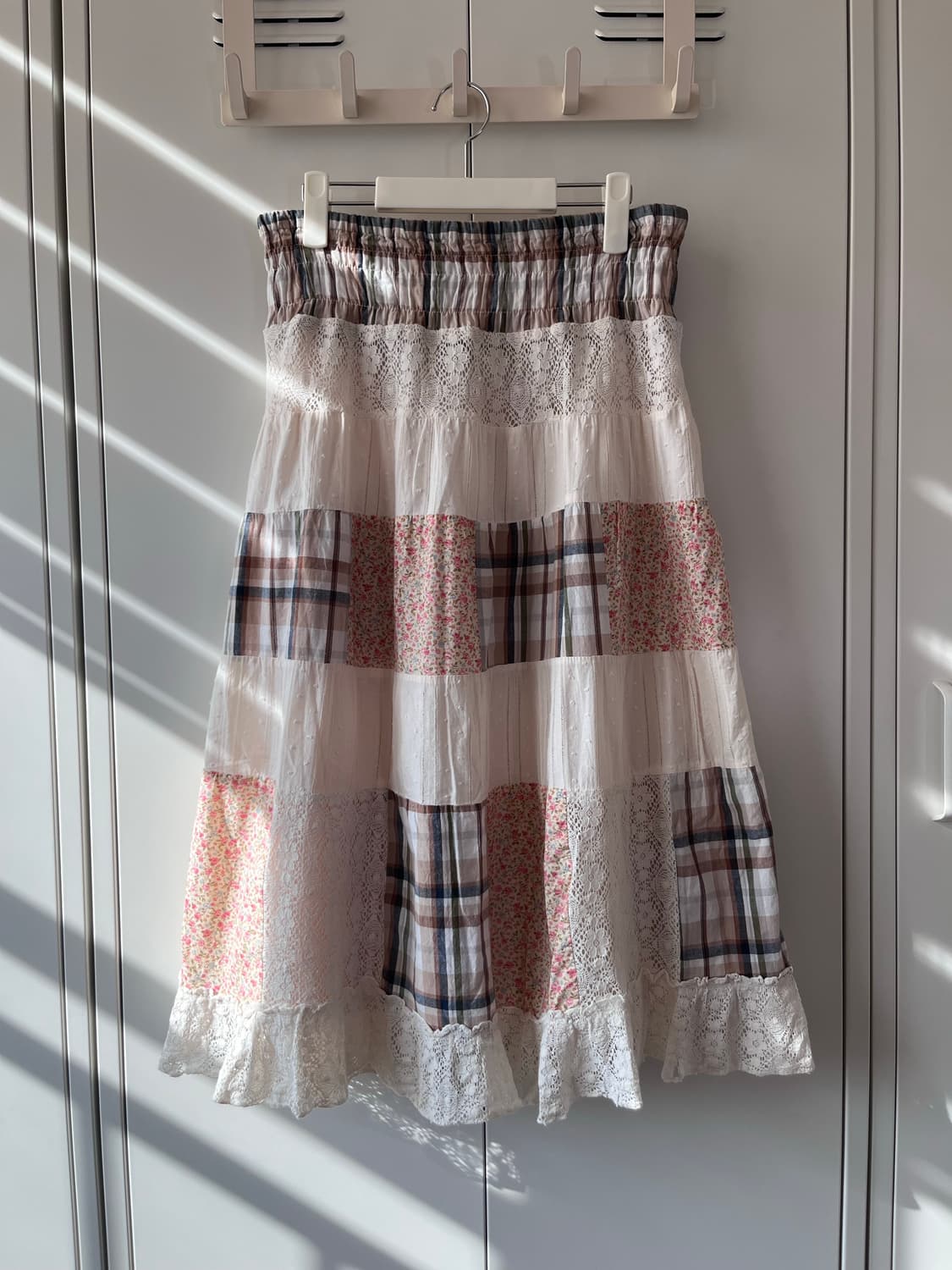 Vintage 모리걸 사각 패치워크 잔꽃 레이스 스커트 상품이미지9