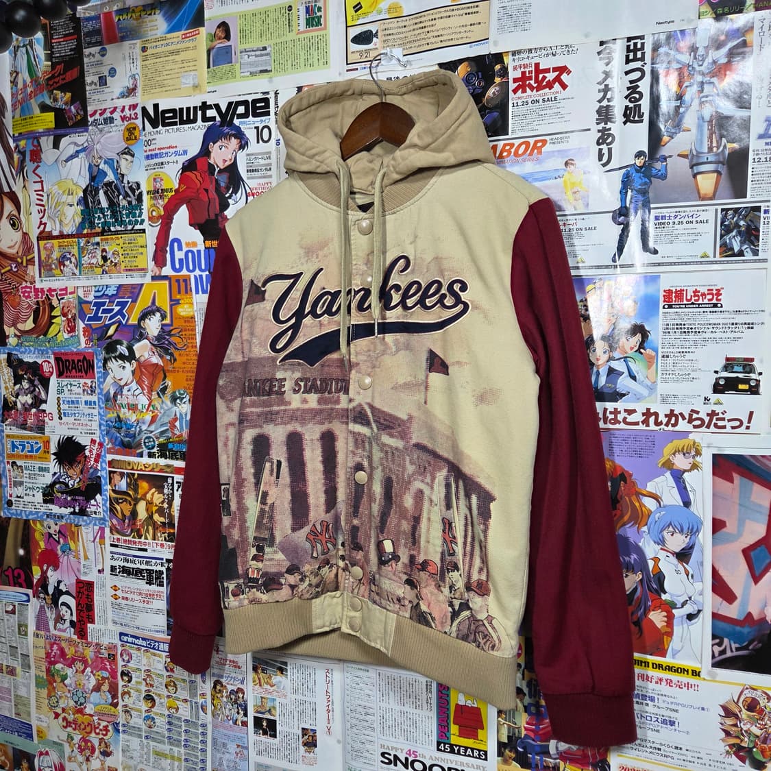 엠엘비 뉴욕 양키스 베이지 빈티지 프린팅 바시티 자켓 상품이미지2