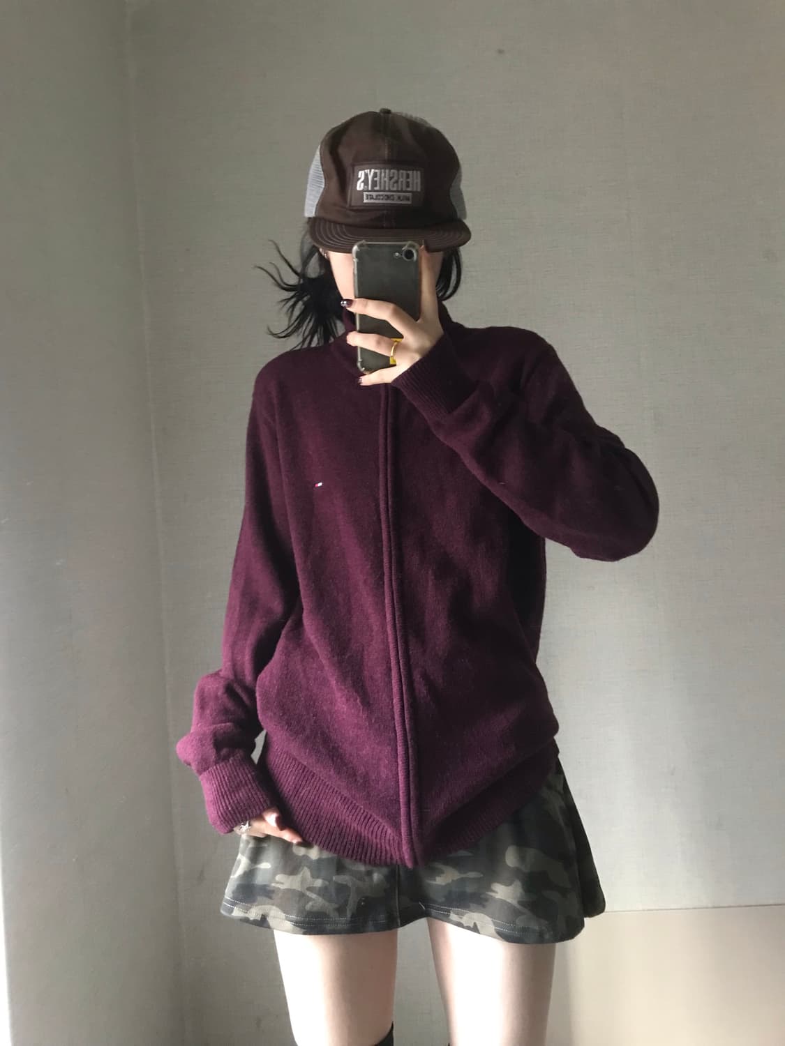 타미힐피거 버건디 니트집업 상품이미지2