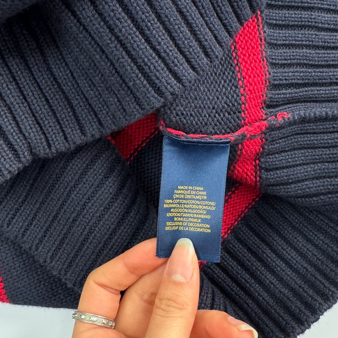 Polo 폴로 블루 포니 레드 네이비 단가라 니트 상품이미지6