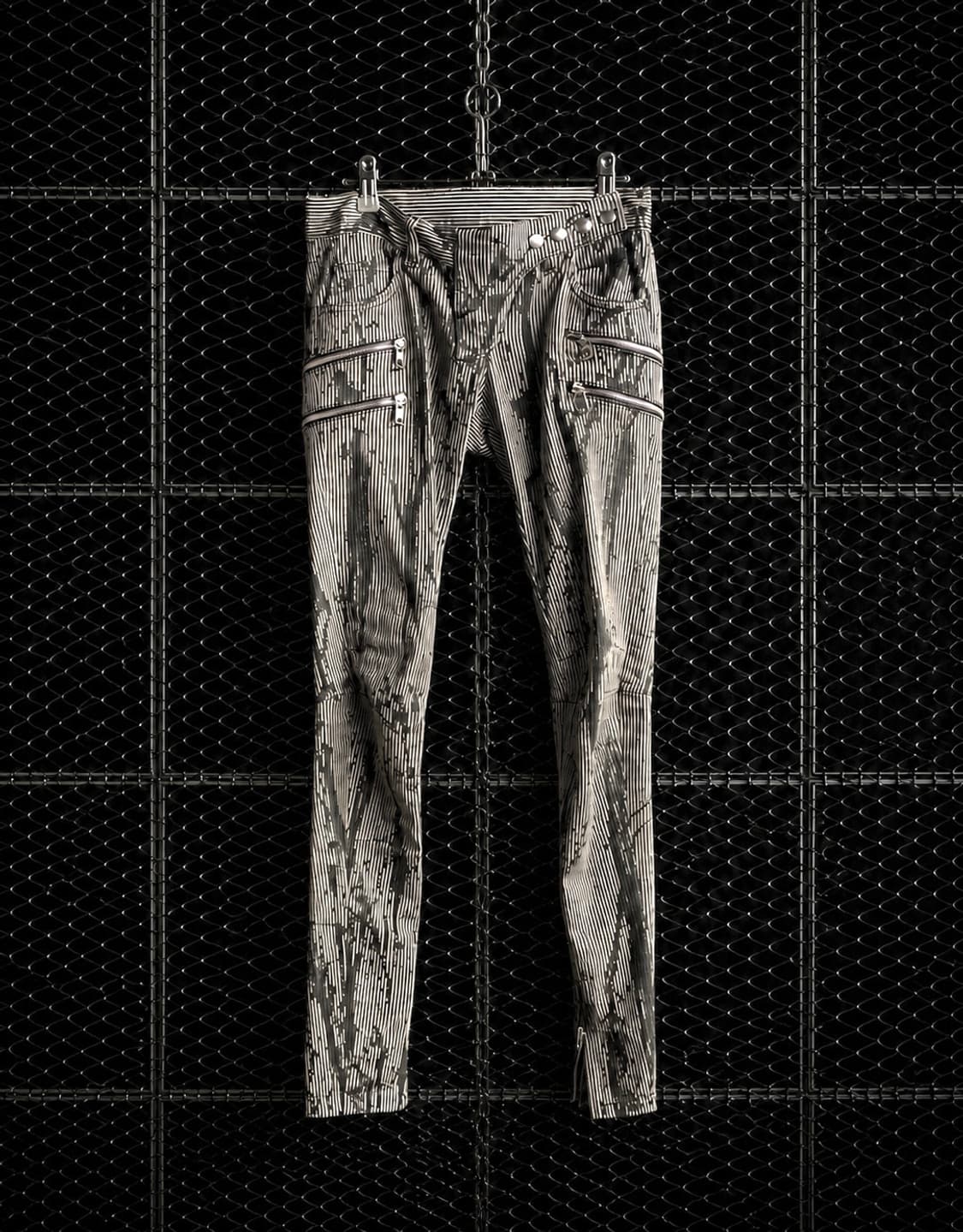 Balmain 디스트레드 스트라이프 슬림진 상품이미지1
