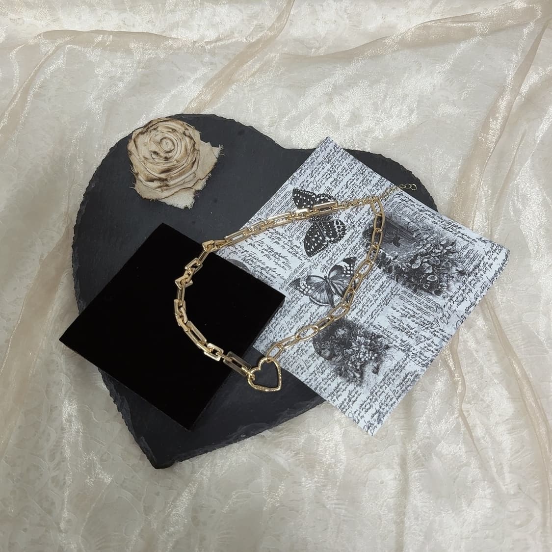 빈티지 체인 하트 목걸이 상품이미지2