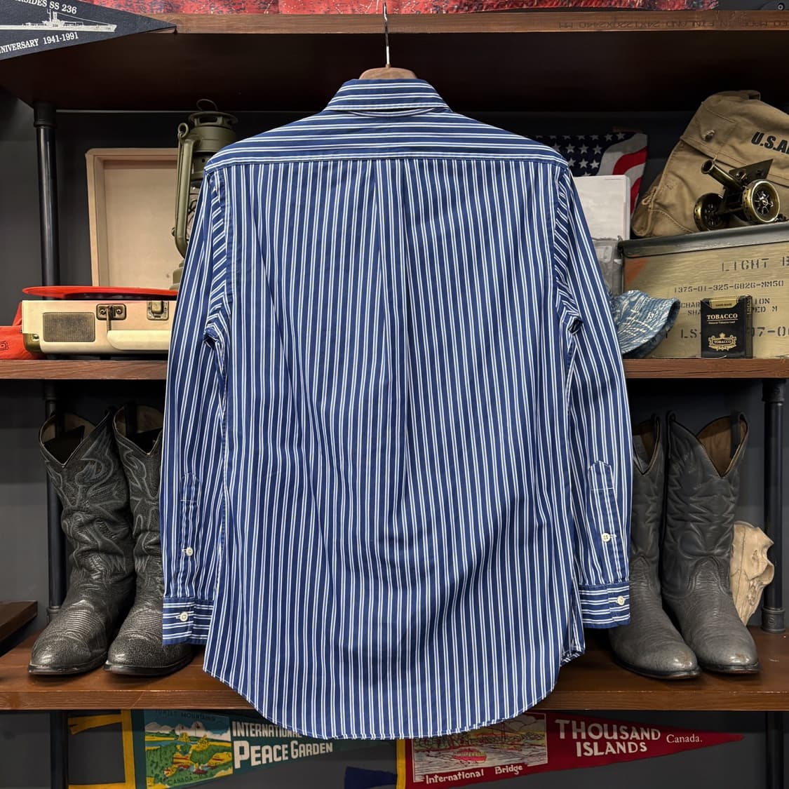 90s 폴로 랄프로렌 멀티 블루 스트라이프 버튼다운 셔츠 N795 상품이미지2