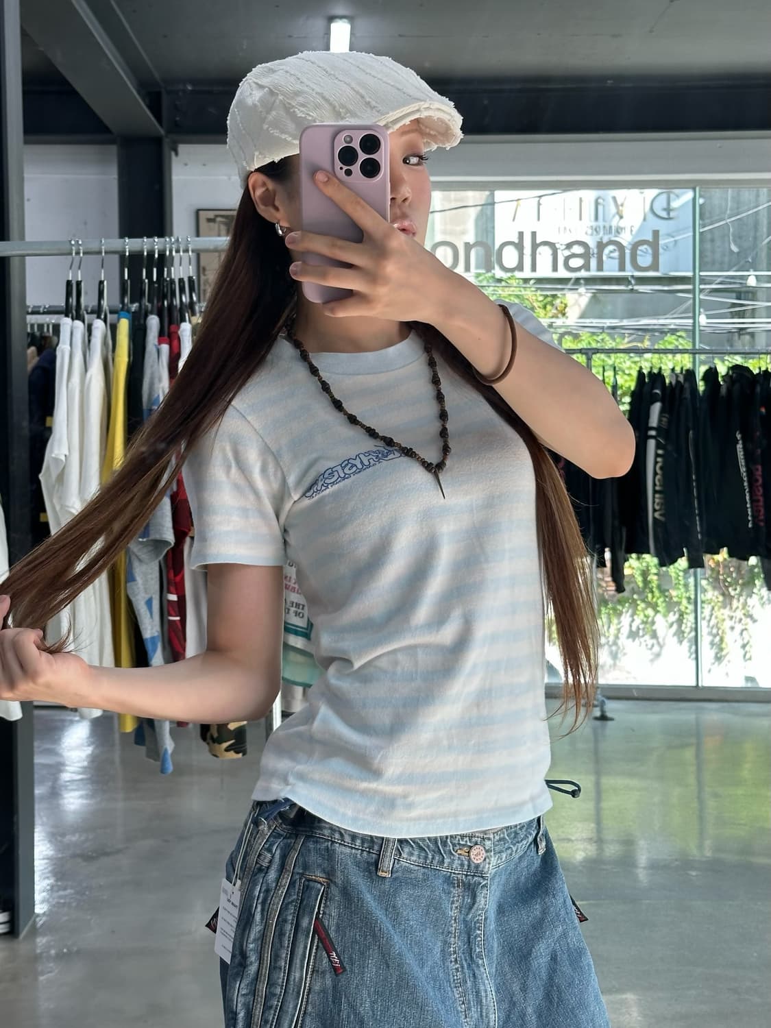 히스테릭글래머 로고 스트라이프 반팔티셔츠 상품이미지1