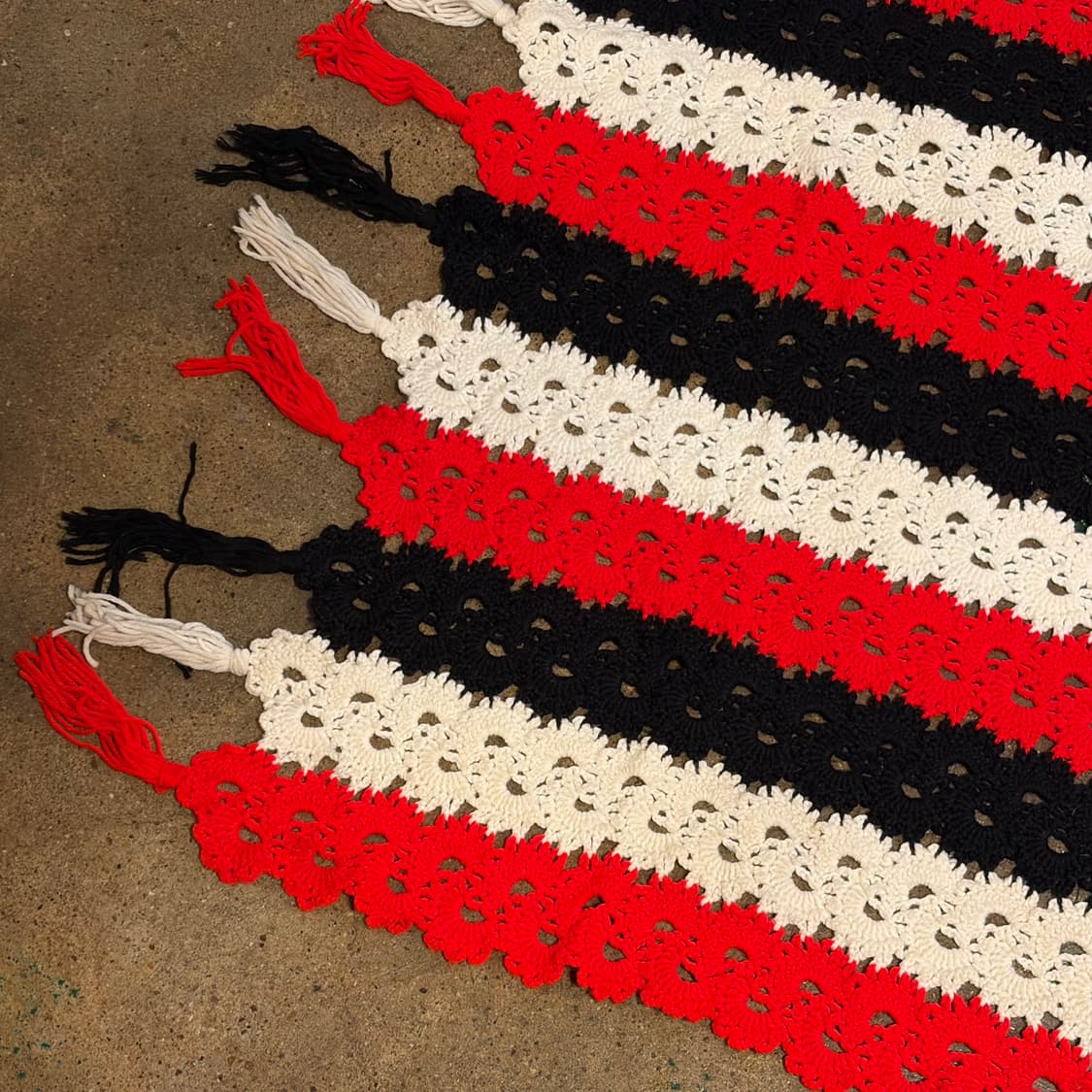 90s USA 스트라이프 니트 카페트 러그 매트 담요 상품이미지2