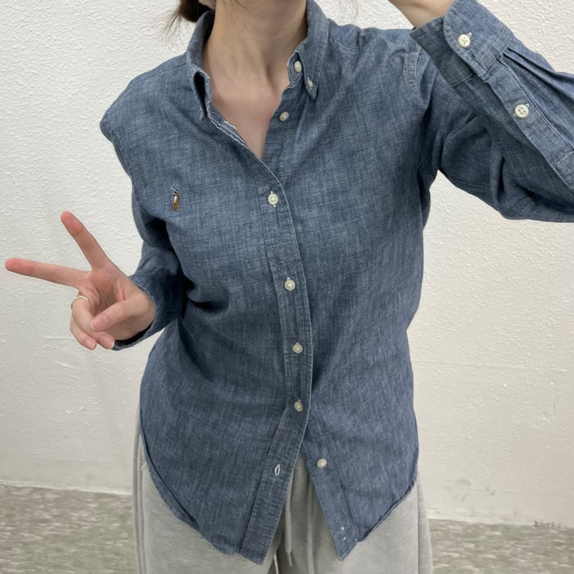 폴로 랄프로렌 옥스포드 블루 데님 셔츠 L 상품이미지6