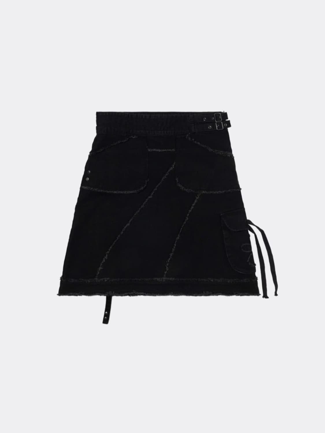 FLOWER POCKET SKIRT-BLACK 상품이미지1