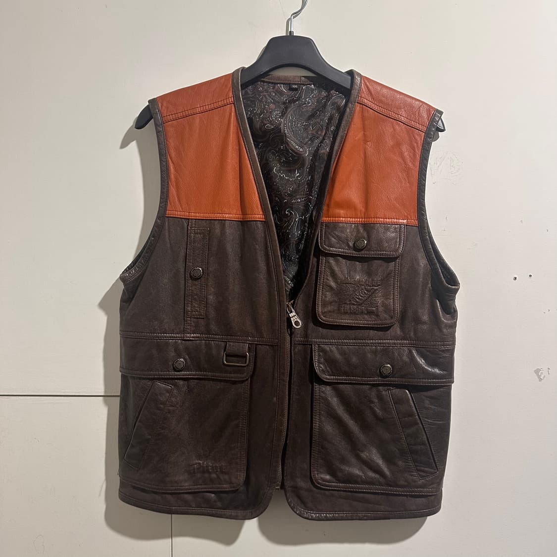브라운 오렌지 레더 베스트 상품이미지1