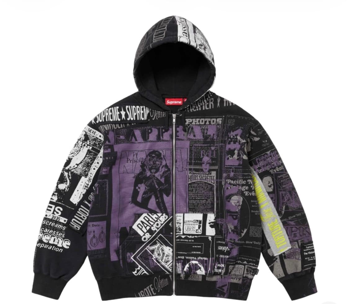 슈프림 콜라주 집업 후드 스웨트셔츠 블랙 - 24SS 상품이미지1