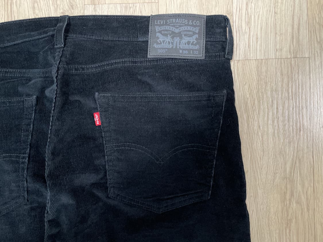 36) 리바이스 매장판 505 일자핏 블랙 코듀로이 팬츠(새제품)LVC 상품이미지8