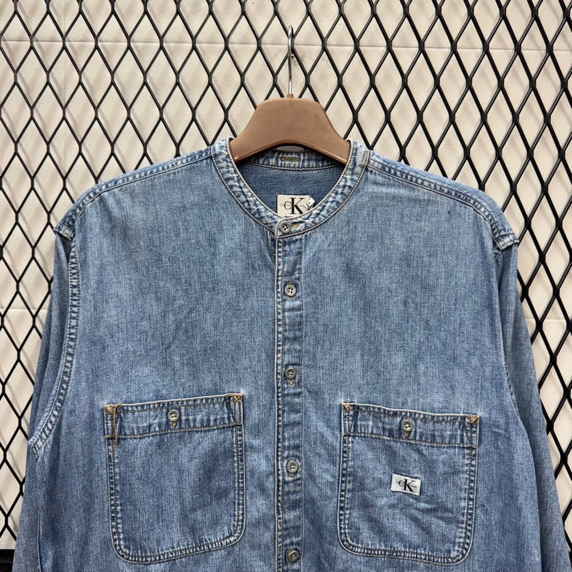 90s 캘빈클라인 진스 데님 셔츠 메이드인 홍콩 연청 상품이미지3