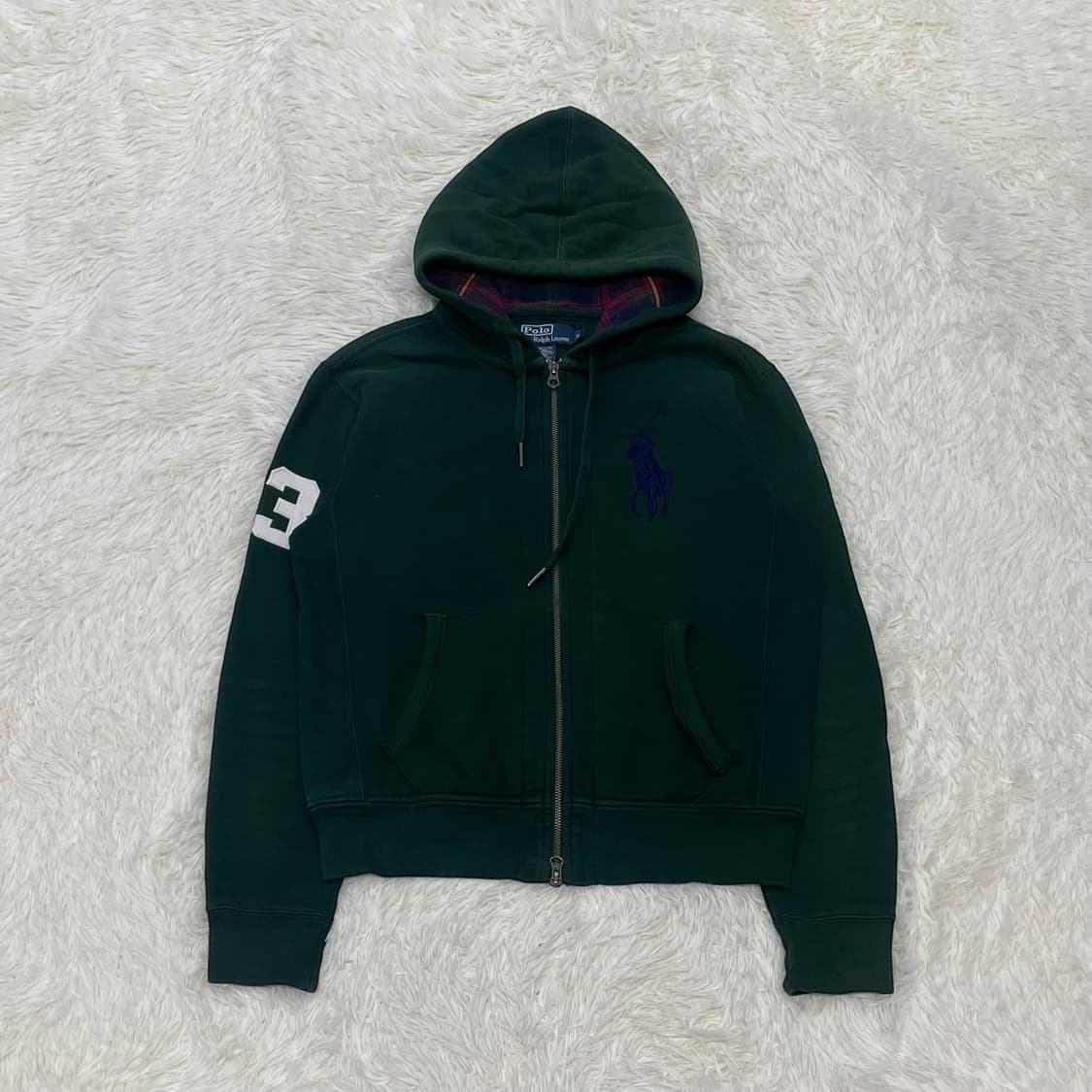 폴로 랄프로렌 빅 포니 체크 후드집업 그린 상품이미지2