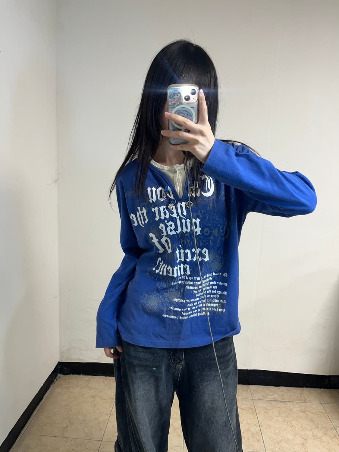 펑크 레터링 레이어드 롱슬리브 상품이미지1