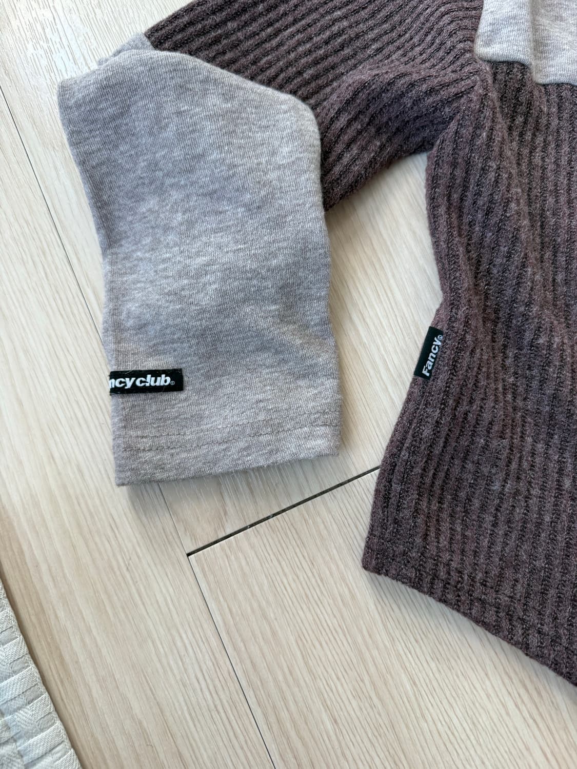 팬시클럽 배색 레이어드 후드 티셔츠 상품이미지4