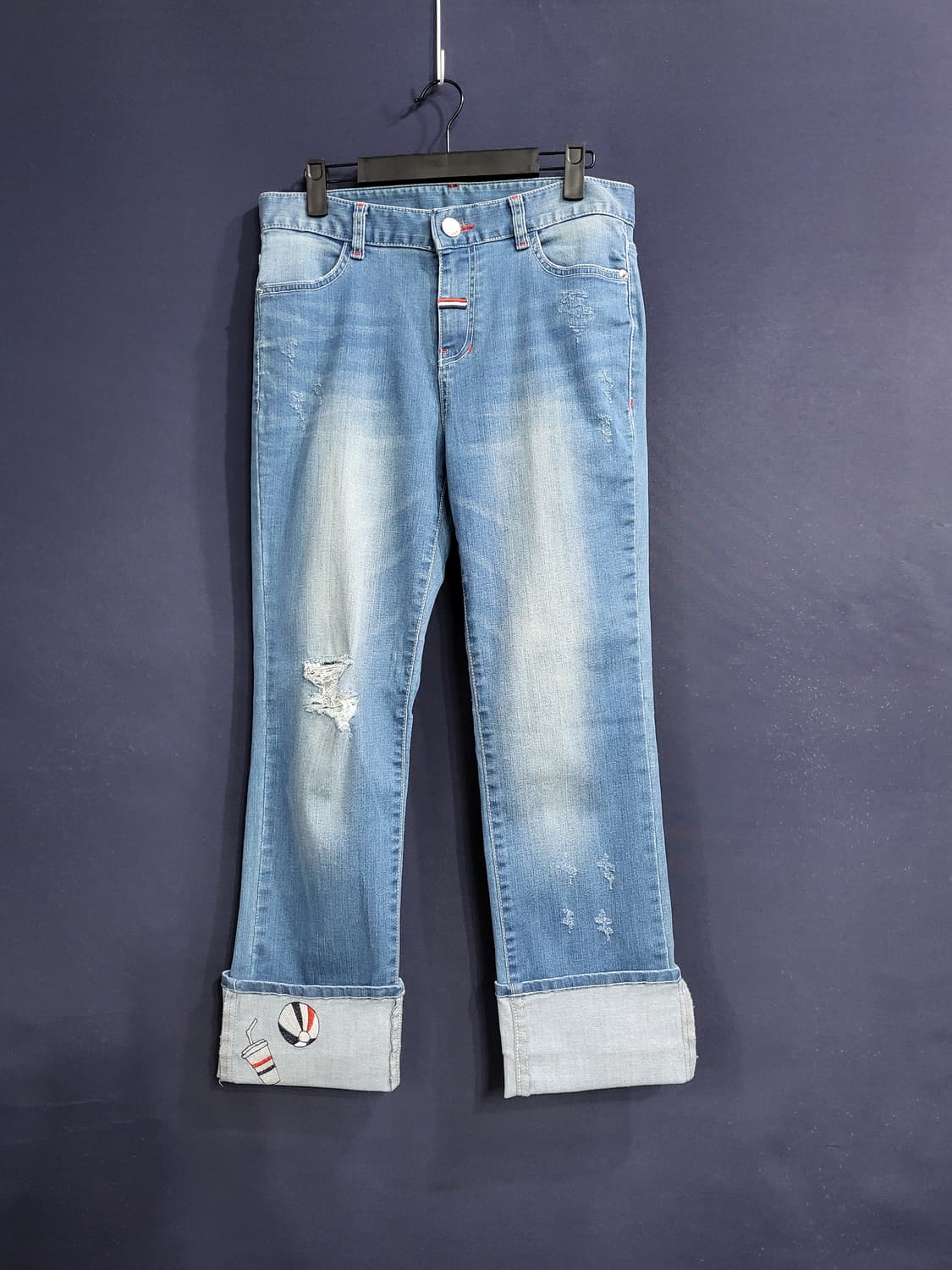 K&J 롤업 스판 데님 팬츠 상품이미지1