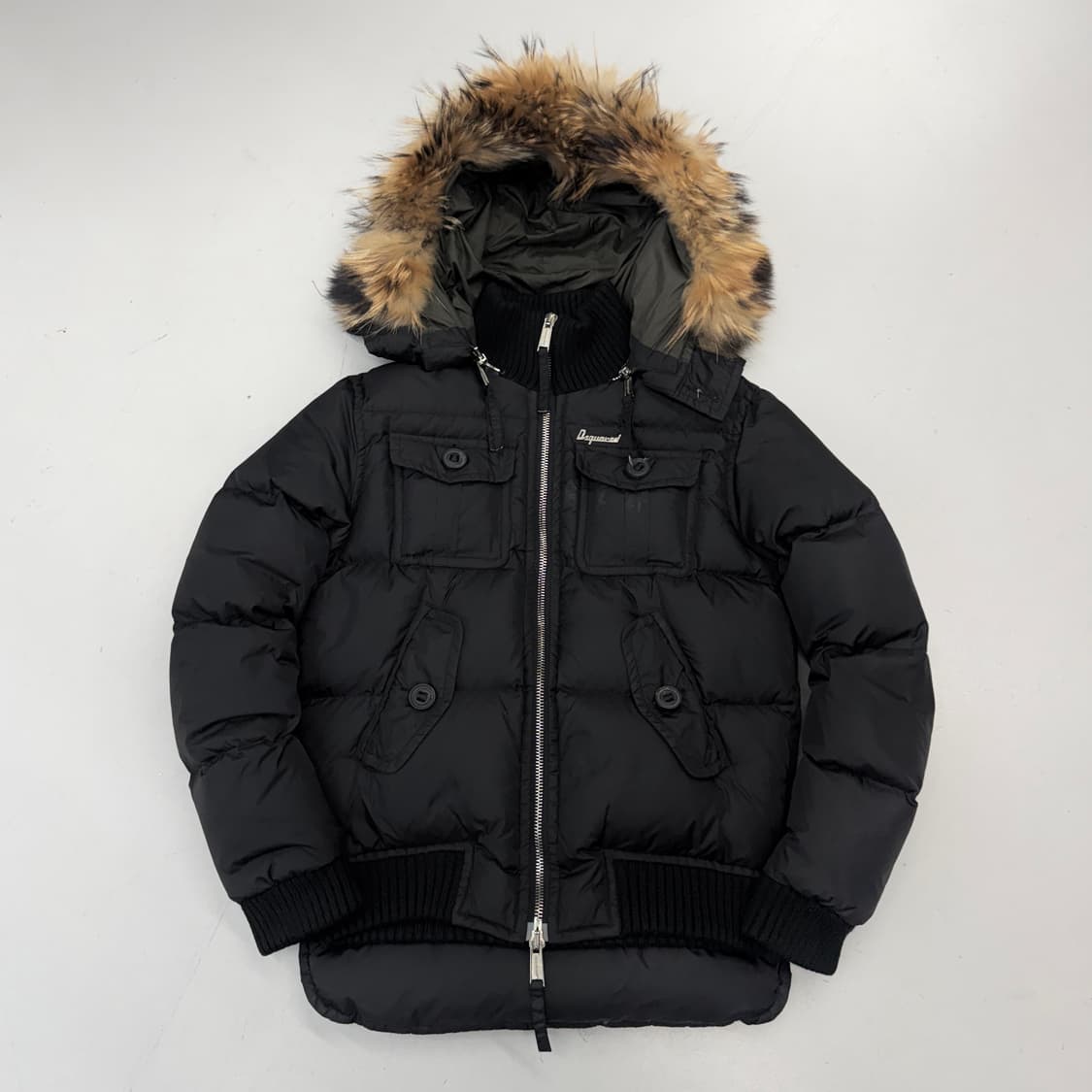 디스퀘어드 콜마이너 라쿤퍼 숏패딩 블랙 상품이미지2