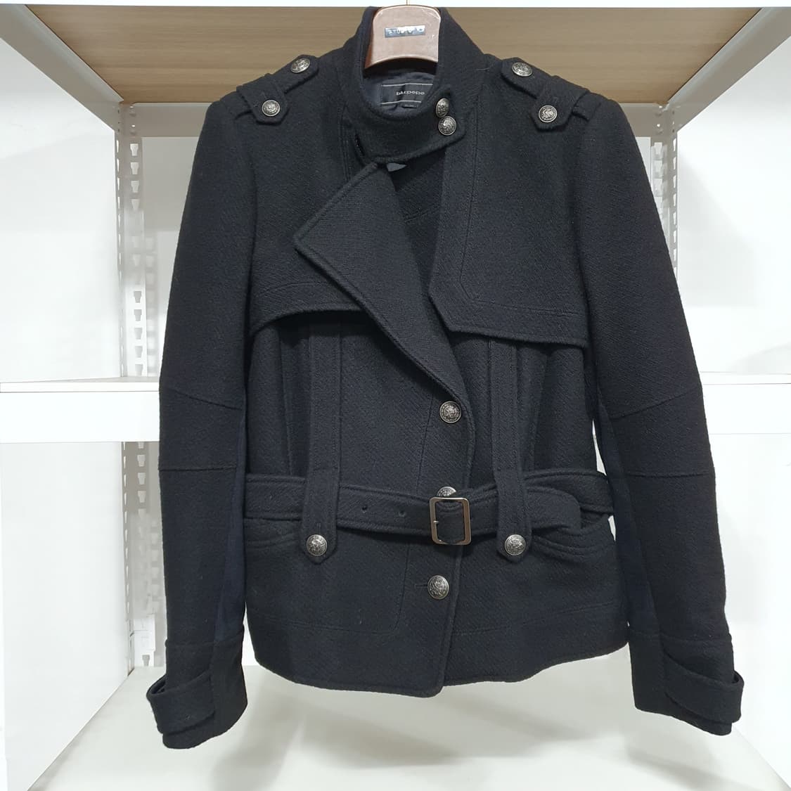 blu:pepe 블랙 벨트 피코트 모직 라이더 자켓 상품이미지2