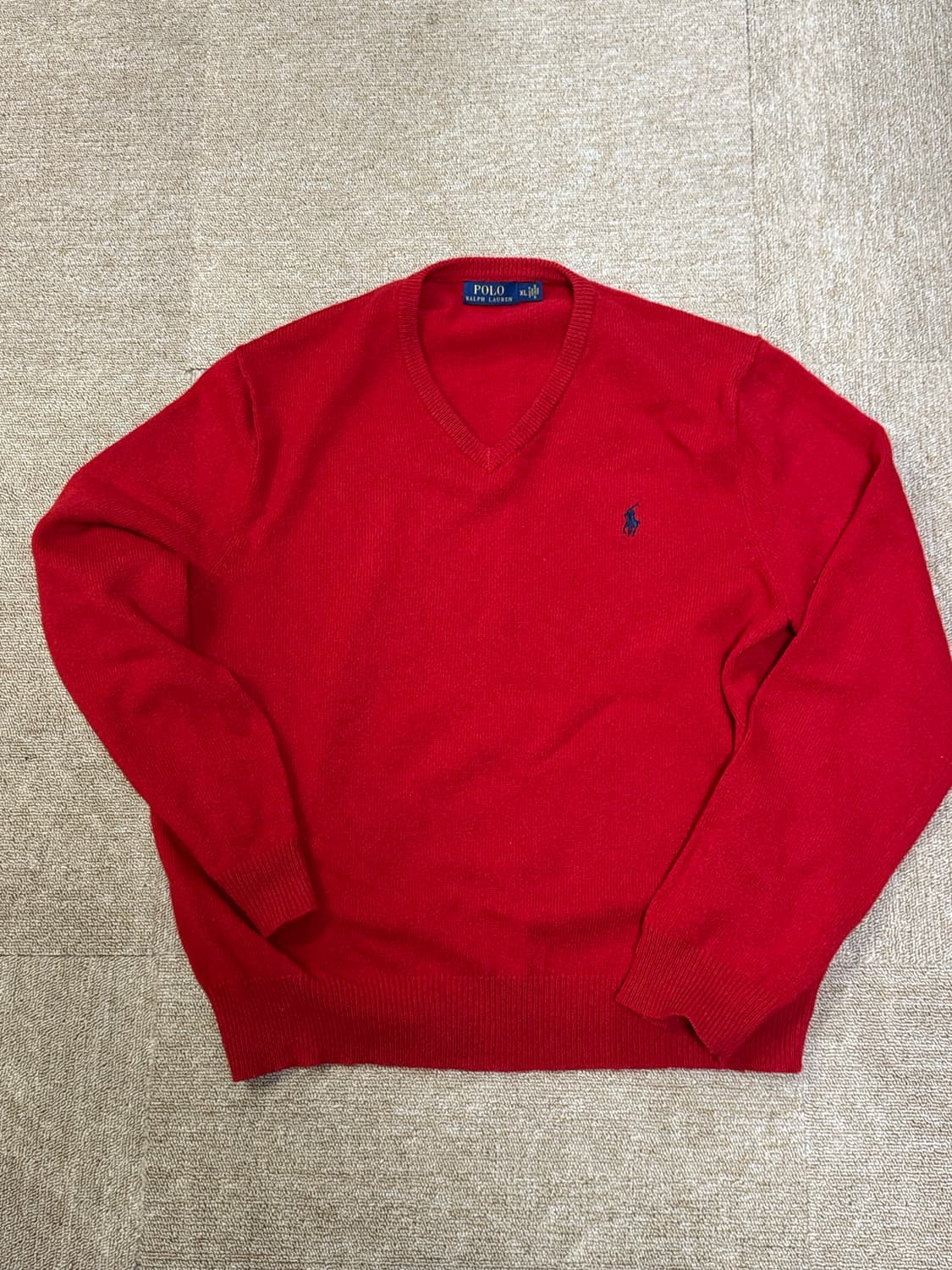 폴로 랄프로렌 양모 울 브이넥 레드  상품이미지1